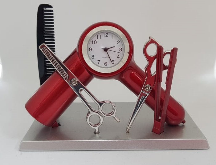 Collectable Clocks - Hairdresser set red CC3232RD