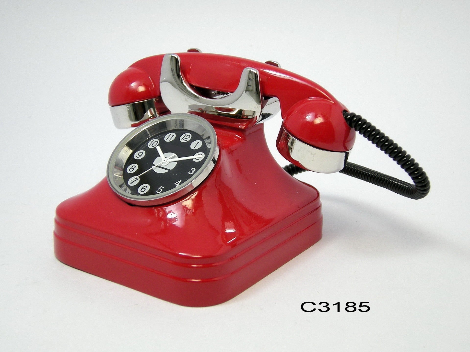 Collectable Clocks - Retro Telephone clock - red 3185RD