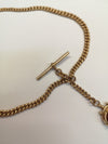 9ct Rose Gold Fob Chain with T-bar and antique style spinner pendant