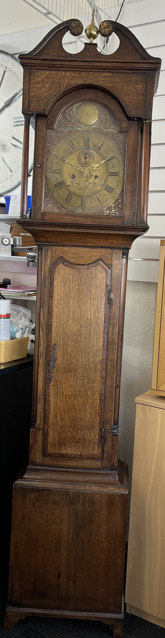 English Oak Grandfather Longcase Clock