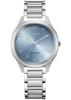 CITIZEN LADIES ECO-DRIVE BLUE DIAL STAINLESS STEEL EM0750-50L