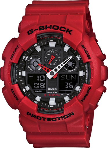 Casio G Shock Red Mens Watch GA100B-4A