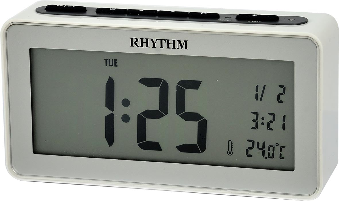Rhythm Digital alarm clock white LCT102NR03